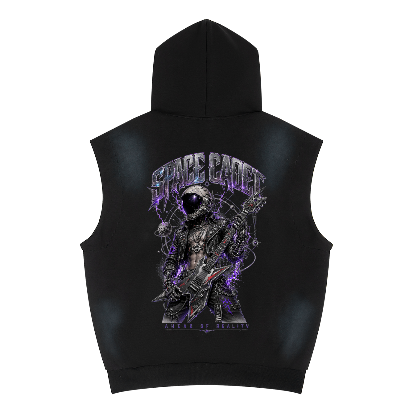 Space Cadet Rockstar Vintage Wash Sun Fade Sleeveless Hoodie