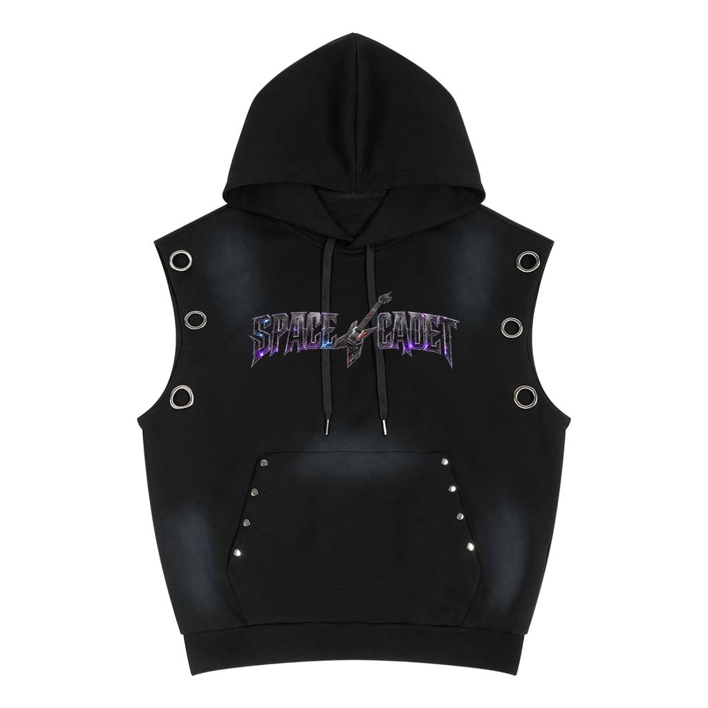 Space Cadet Rockstar Vintage Wash Sun Fade Sleeveless Hoodie