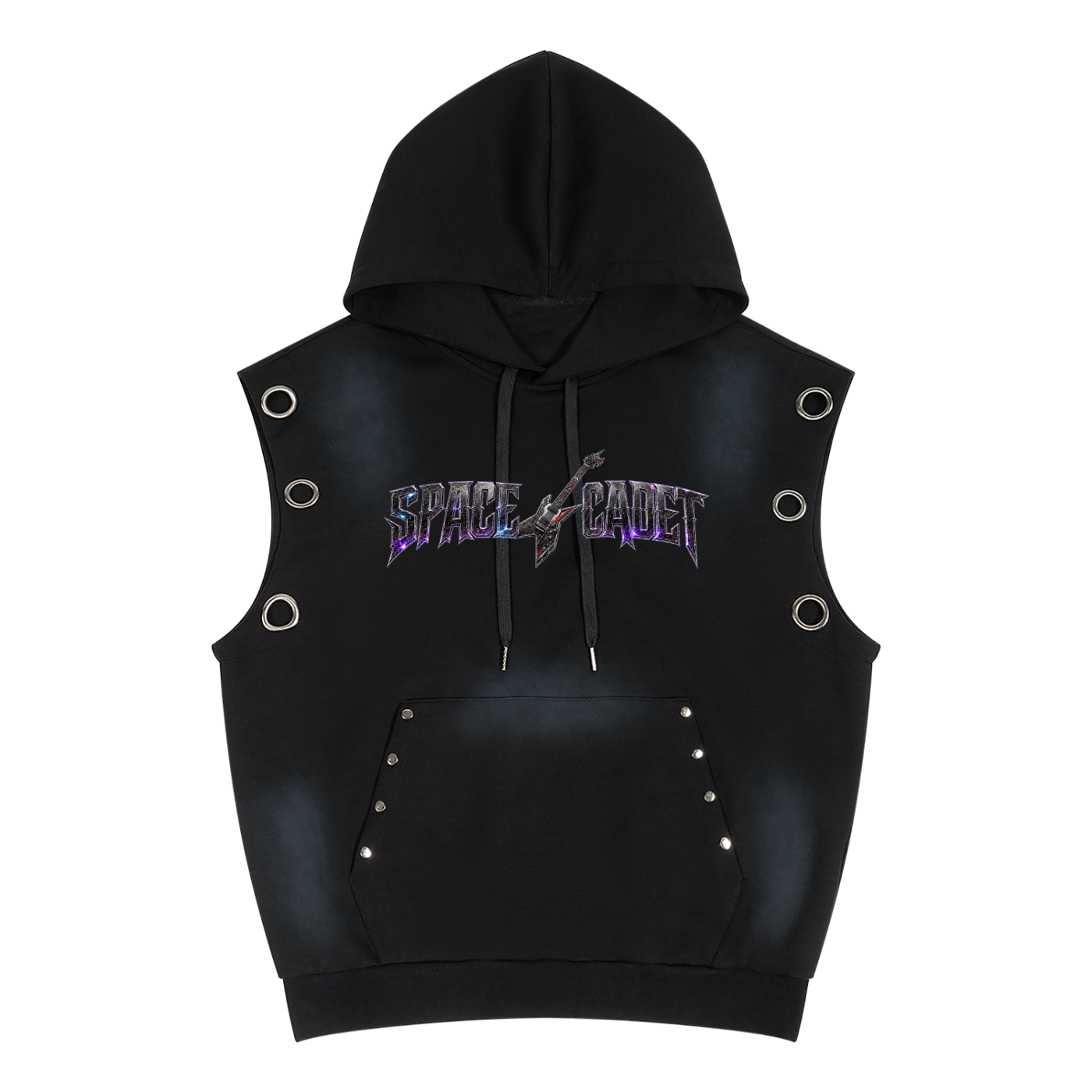 Space Cadet Rockstar Vintage Wash Sun Fade Sleeveless Hoodie