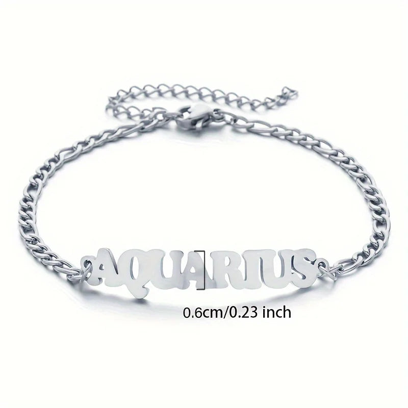 Stainless Steel Zodiac Letter Bracelet