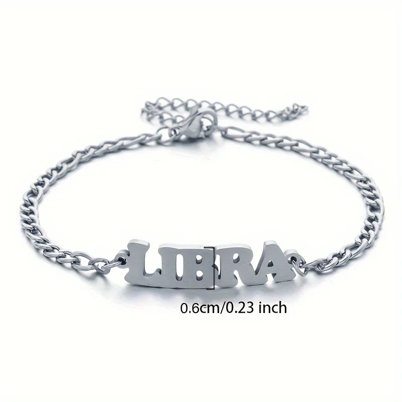Stainless Steel Zodiac Letter Bracelet