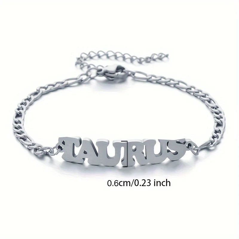 Stainless Steel Zodiac Letter Bracelet