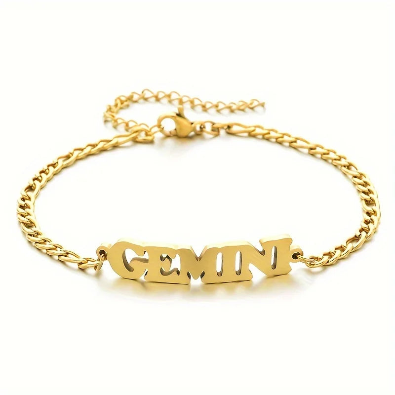 Stainless Steel Zodiac Letter Bracelet
