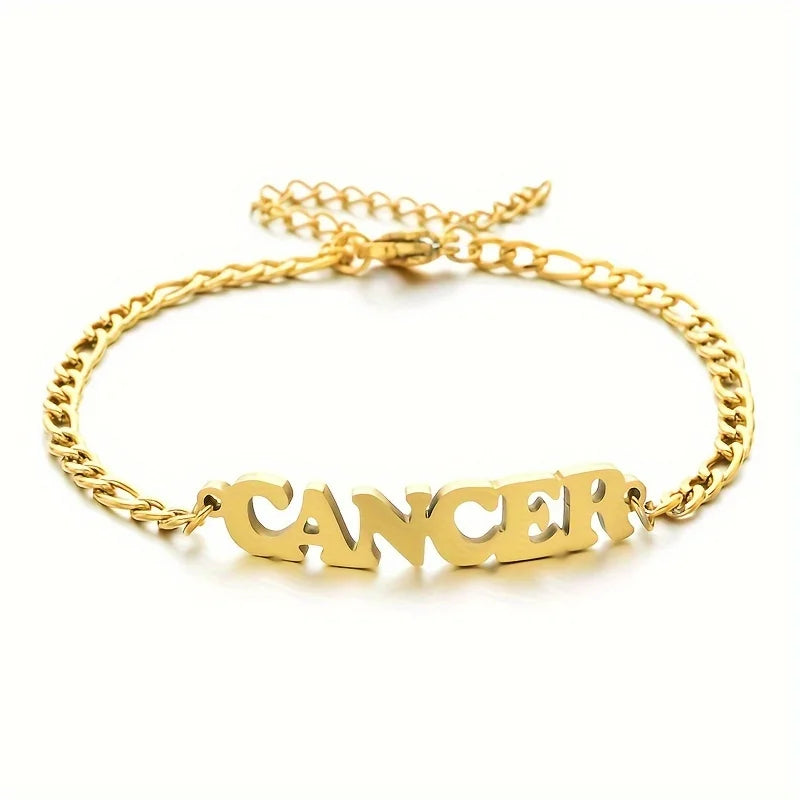 Stainless Steel Zodiac Letter Bracelet