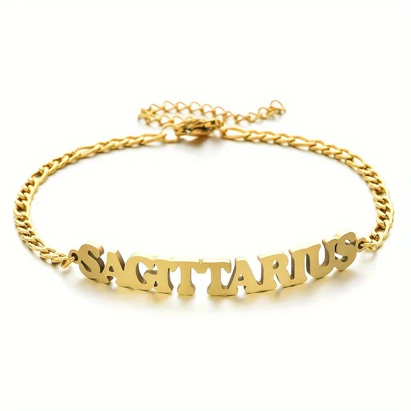 Stainless Steel Zodiac Letter Bracelet