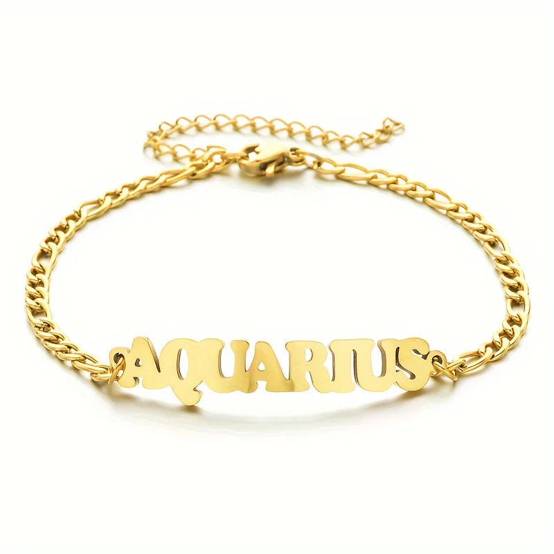 Stainless Steel Zodiac Letter Bracelet
