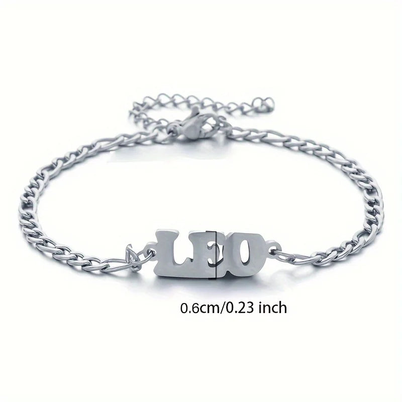 Stainless Steel Zodiac Letter Bracelet