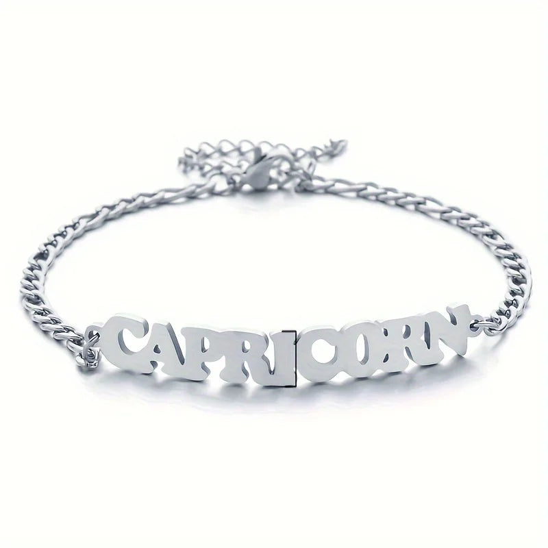 Stainless Steel Zodiac Letter Bracelet