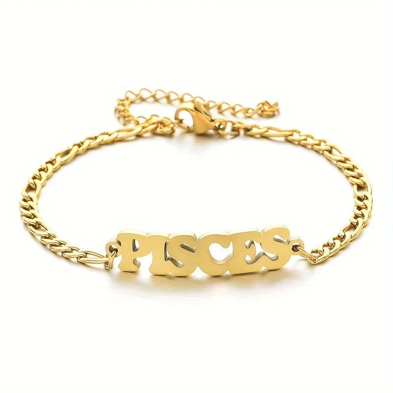 Stainless Steel Zodiac Letter Bracelet