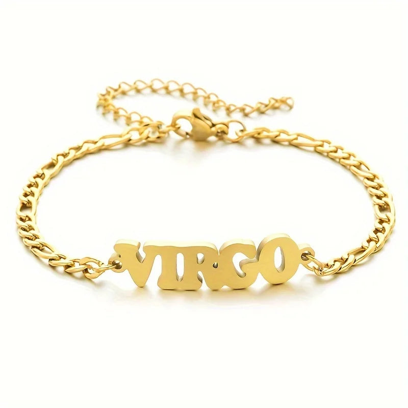Stainless Steel Zodiac Letter Bracelet