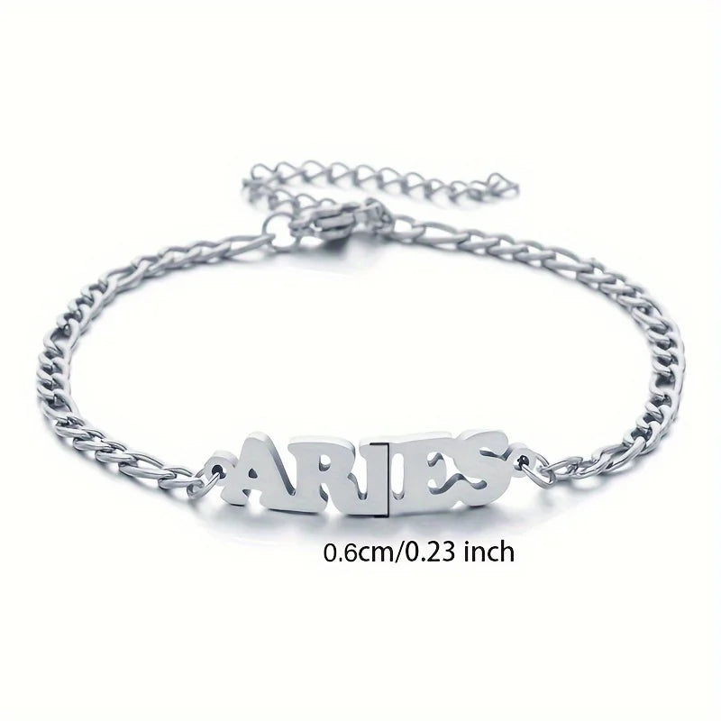 Stainless Steel Zodiac Letter Bracelet