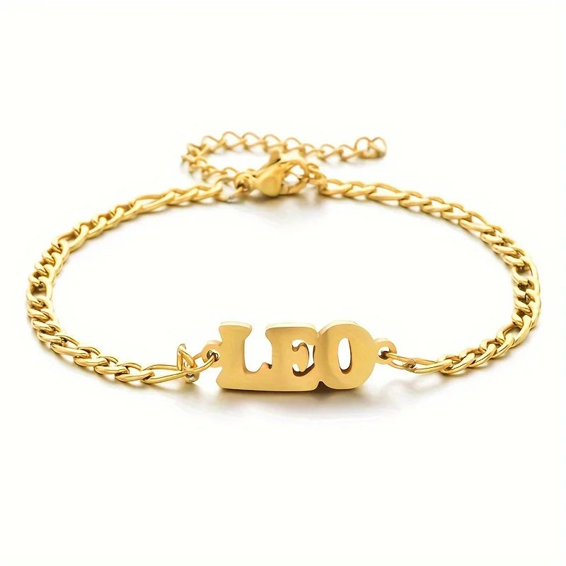 Stainless Steel Zodiac Letter Bracelet