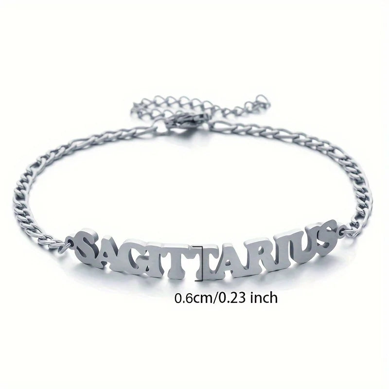 Stainless Steel Zodiac Letter Bracelet