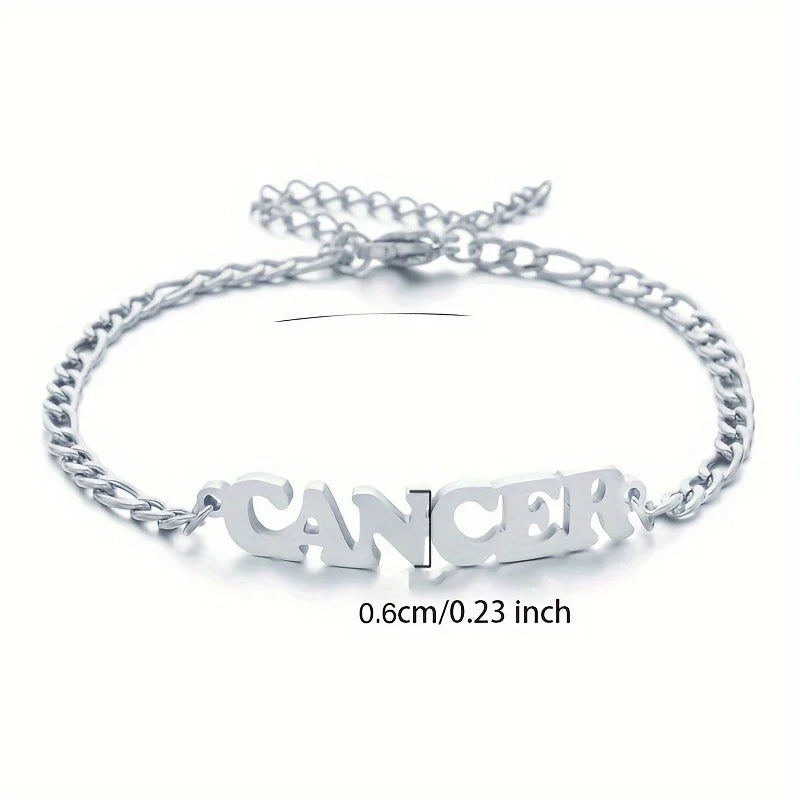Stainless Steel Zodiac Letter Bracelet
