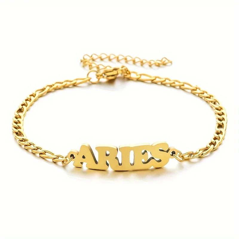 Stainless Steel Zodiac Letter Bracelet