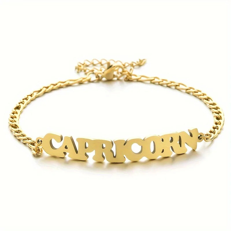 Stainless Steel Zodiac Letter Bracelet