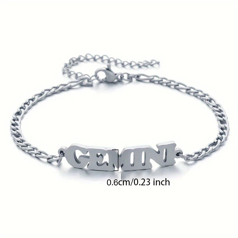 Stainless Steel Zodiac Letter Bracelet