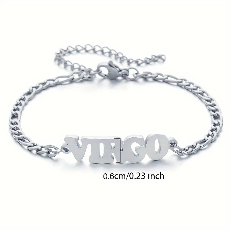 Stainless Steel Zodiac Letter Bracelet