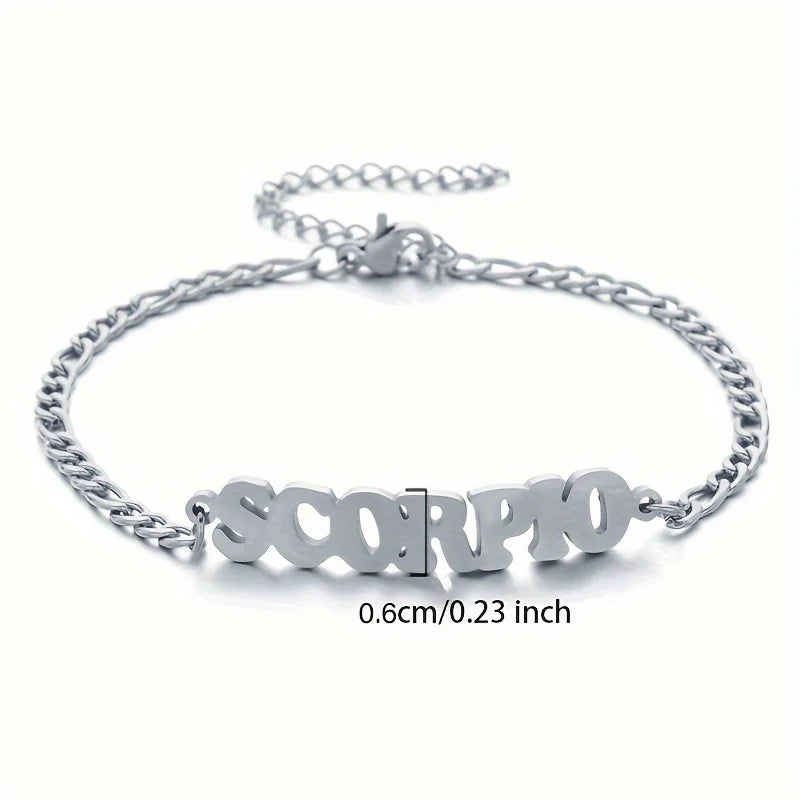 Stainless Steel Zodiac Letter Bracelet
