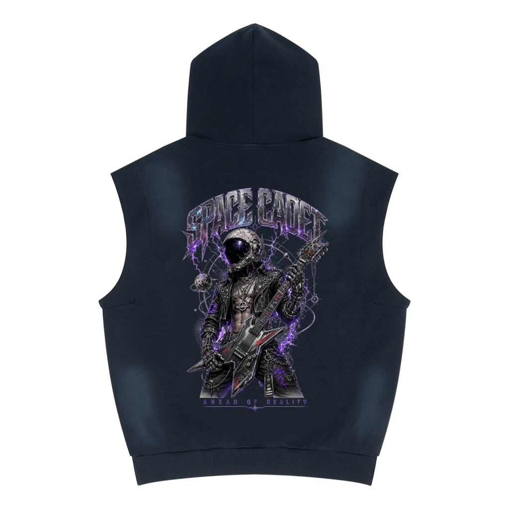 Space Cadet Rockstar Vintage Wash Sun Fade Sleeveless Hoodie