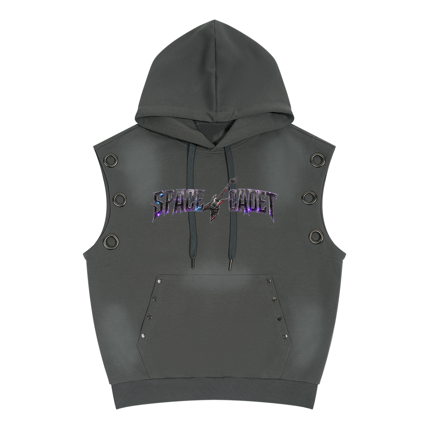 Space Cadet Rockstar Vintage Wash Sun Fade Sleeveless Hoodie